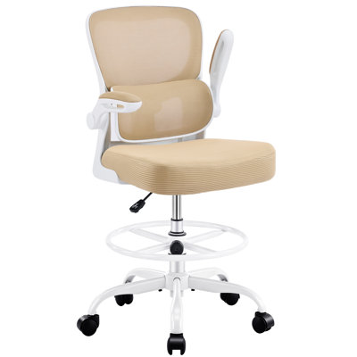 Chaise de bureau de dessinateur - Chaise de bureau haute ergonomique avec repose-pieds réglable - Chaise de bureau à roulettes à hauteur ajustable avec support lombaire