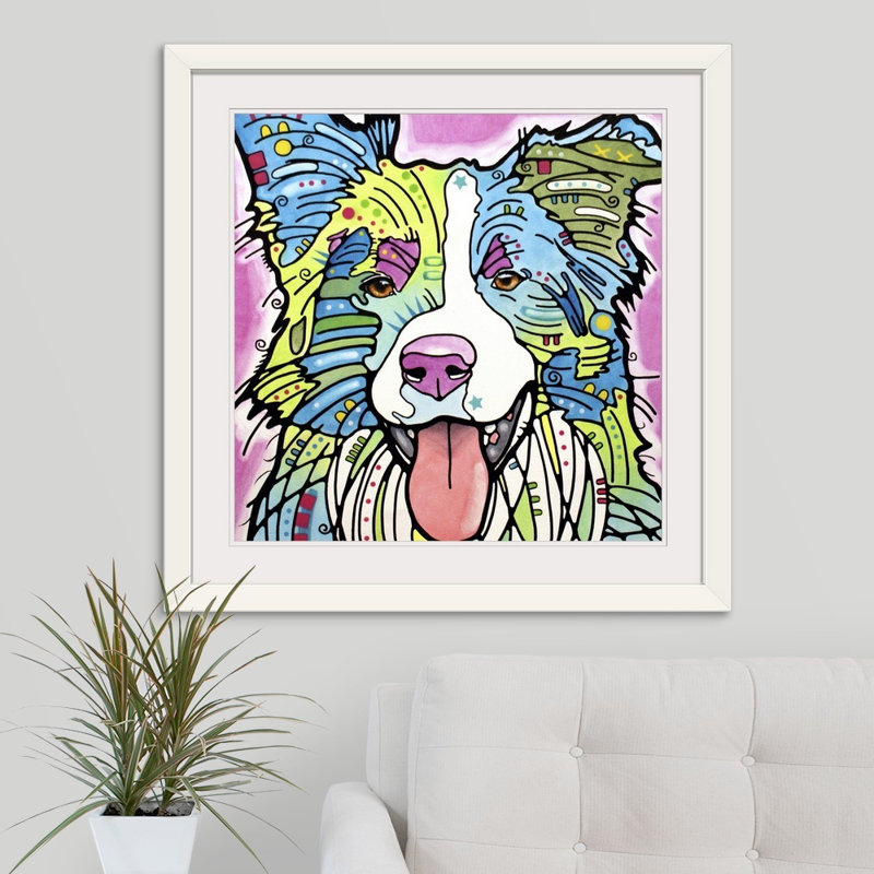 « collie », impression, H 32 po x l 32 po x P 1 po, Cadre blanc