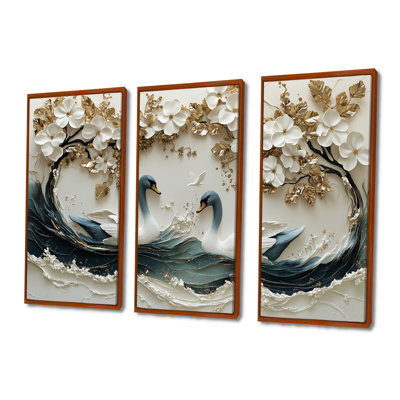Ensemble de salon Swans Love Under Gold White Orchid Tree Garden III - Cherry Blossom