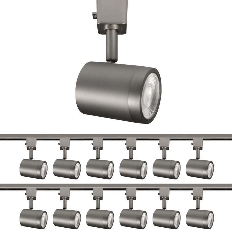 Brushed Nickel LED Adjustable Track Head with Clear Glass Lens