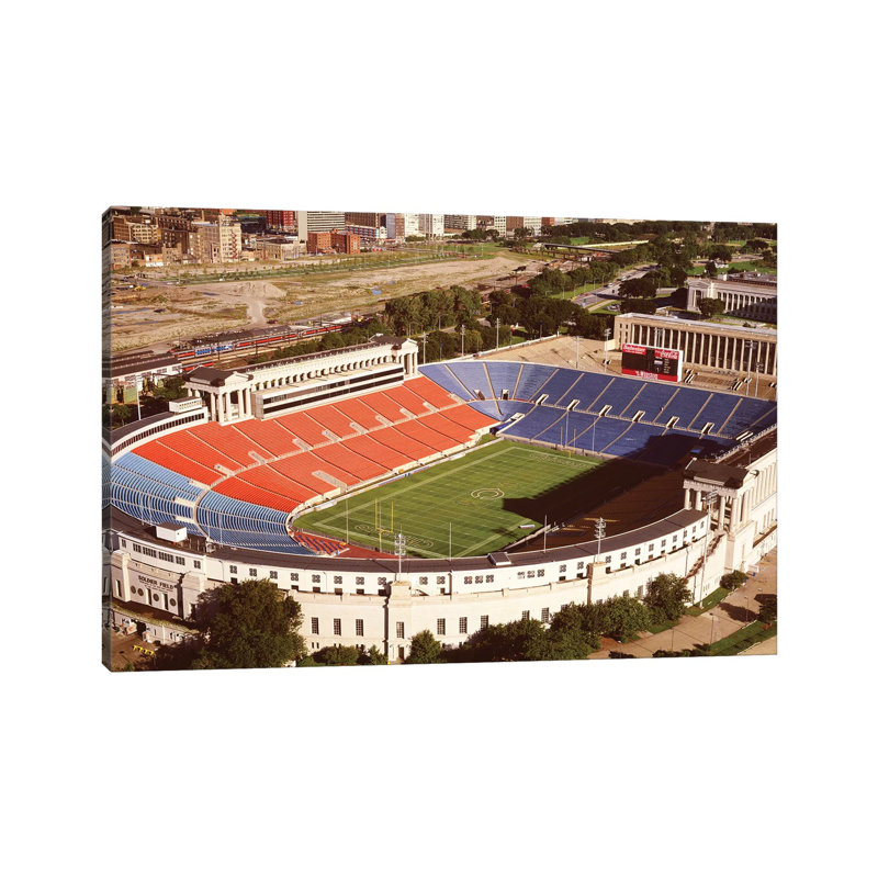 Aerial View of a Stadium, Soldier Field, Lake Shore Drive, Chicago, Cook County, Illinois, USA 1 Piece Wrapped Canvas Wall Art