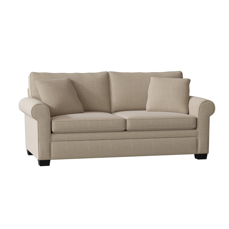 Quaker Upholstered 77'' Sofa Bed, Espresso, Jango Sandstone
