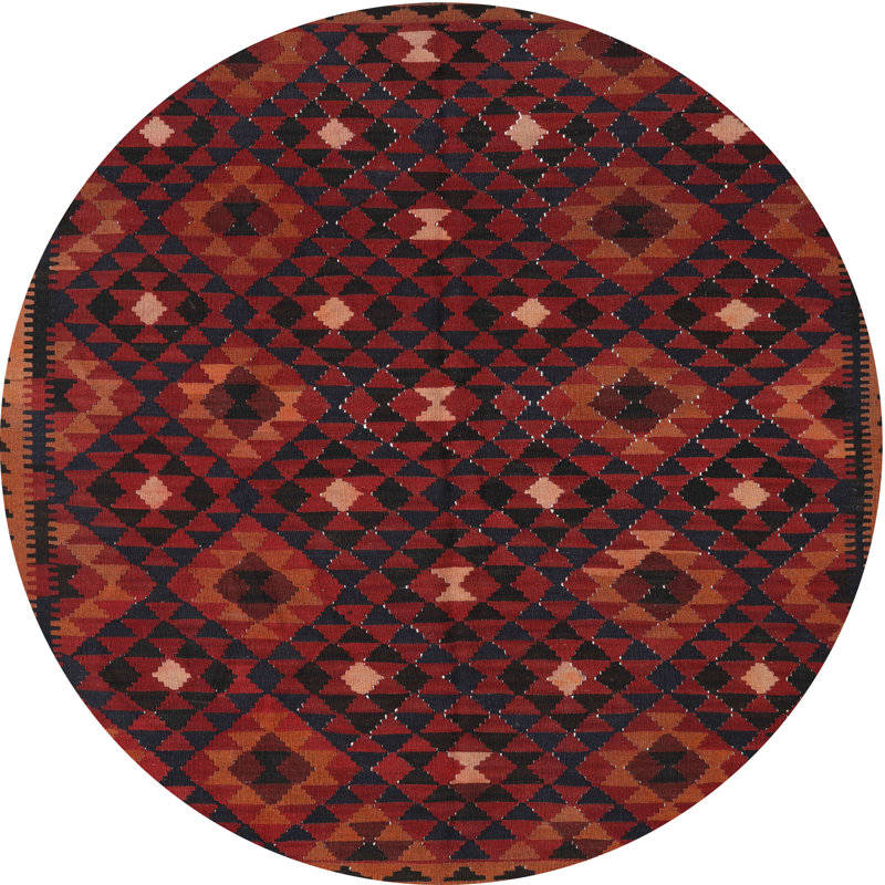 Tapis de zone rouge/noir contemporaine Strängnäs, Rond 7 pi