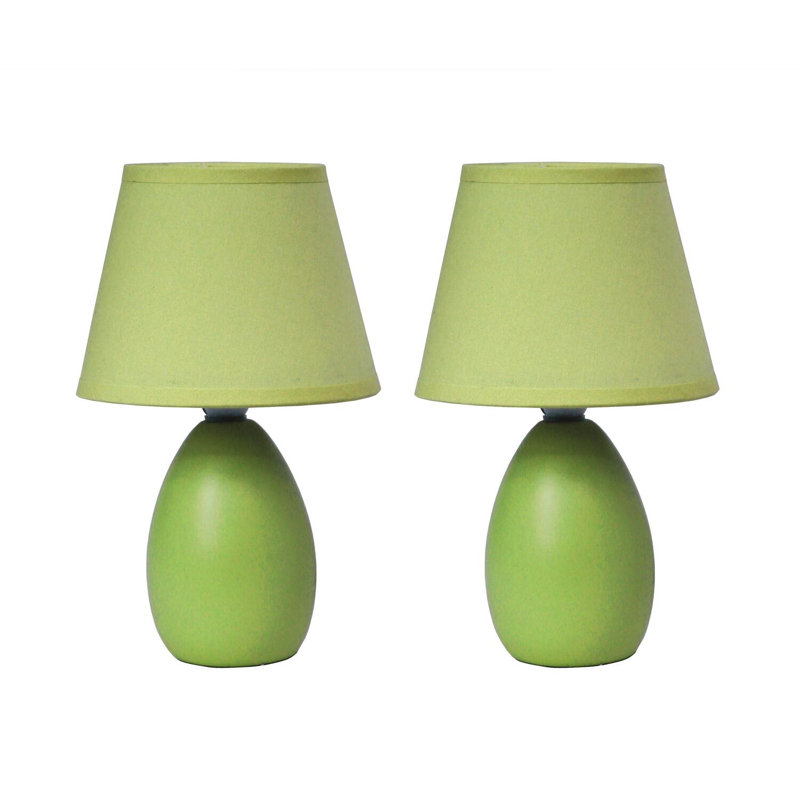 Mini Egg Oval Ceramic Table Lamp, Green, Green