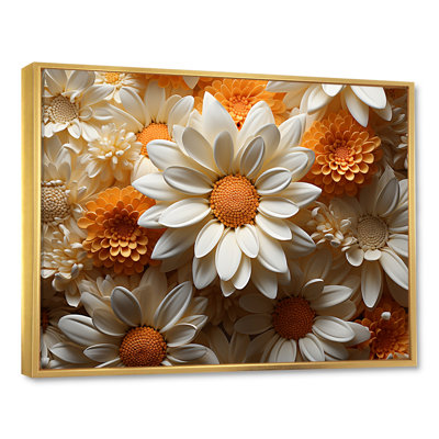 Marguerite blanche et orange, sérénade - marguerites, art mural