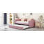 Lit de jour simple rembourré avec dossier ergonomique et lit gigogne, lit d'invité rose pour enfants ou petits espaces-1645440459