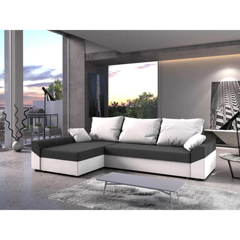 Shally 4 Seater Corner Sofa , Dark gray/White - Rainbow27/Rainbow31, Left -sided