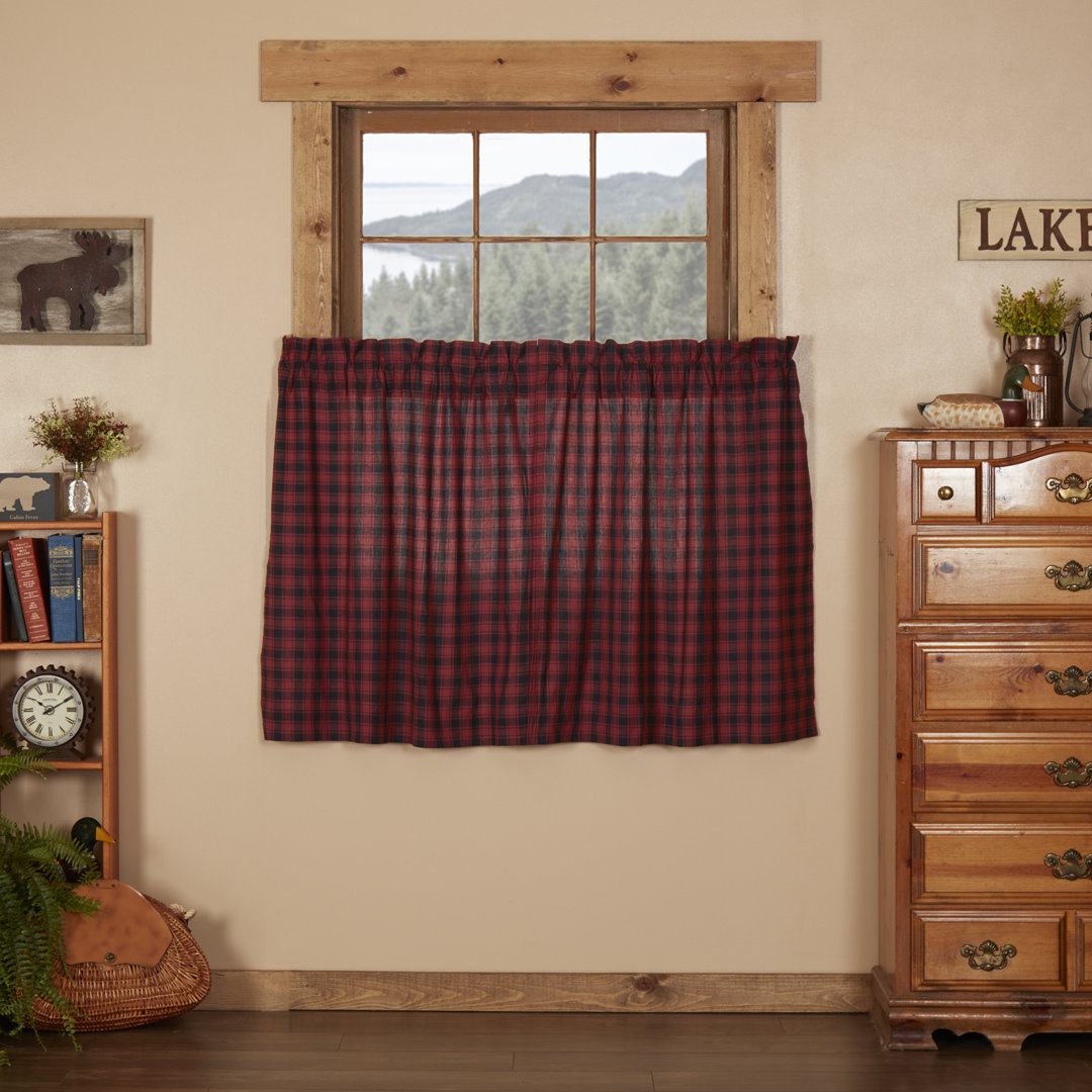Dorval Cotton Plaid Tailored Cafe Curtain (Set of 2) Loon Peak® 
