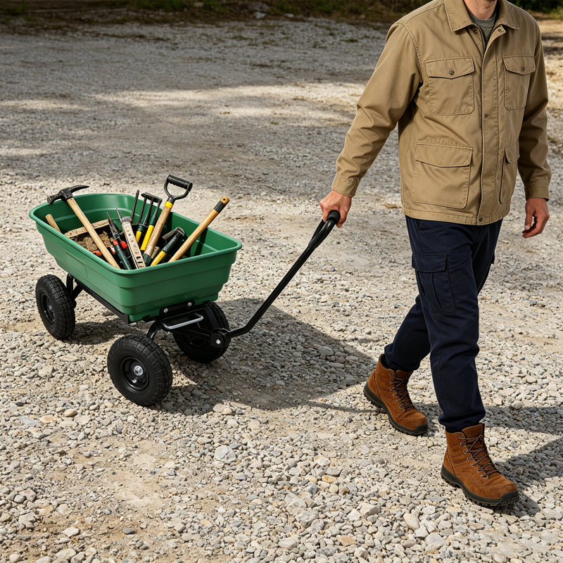 Chariot de jardin à 4 roues de grande capacité pour wagon de jardin, Green