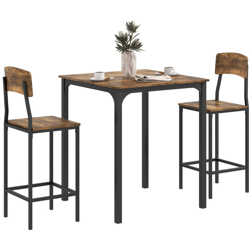 Rustic Brown and Black 3-Piece Pub Height Dining Set