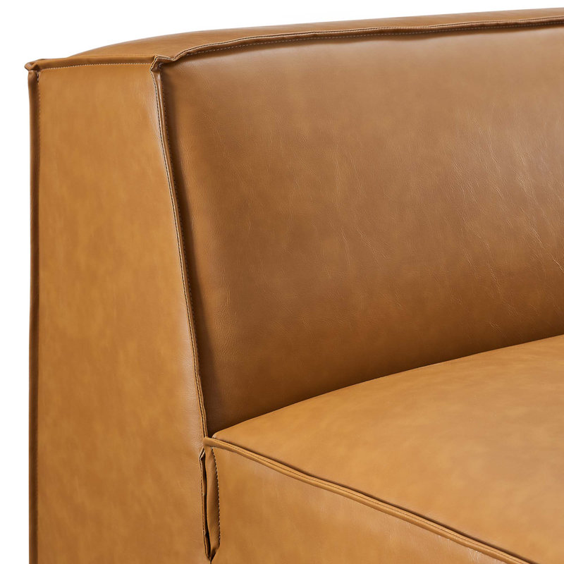 Crumbley Vegan Leather Sectional Sofa Armless Chair In Tan