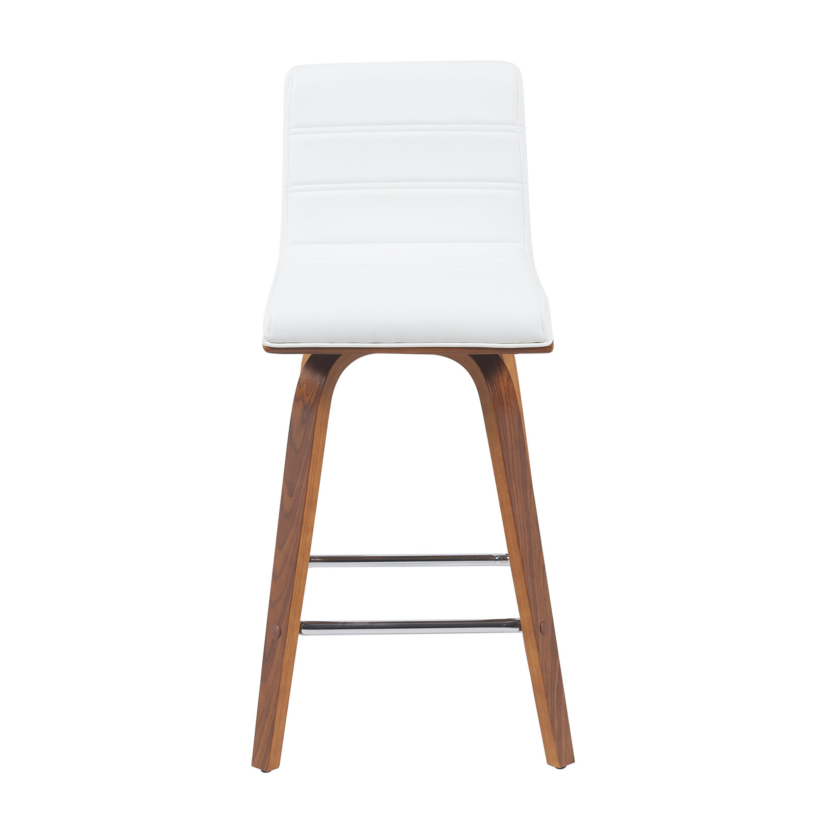 Biance Solid Wood Swivel Bar & Counter Stool, Counter Stool (26" Seat Height), Walnut, White Faux Leather