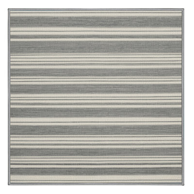 Washable Light Gray White Striped Area Rug