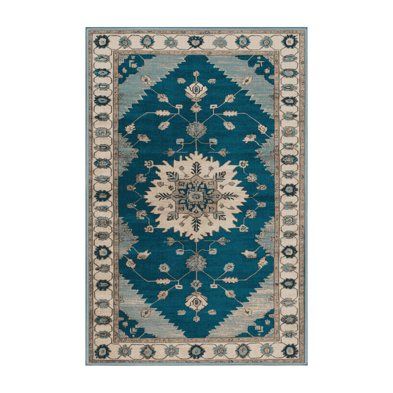 Machine Washable Overdyed Blue Area Rug, Rectangle 2' x 3'