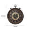 Horloge murale ronde Wily, mécanisme de changement de vitesse, 24 po, brun rétro-1515309263