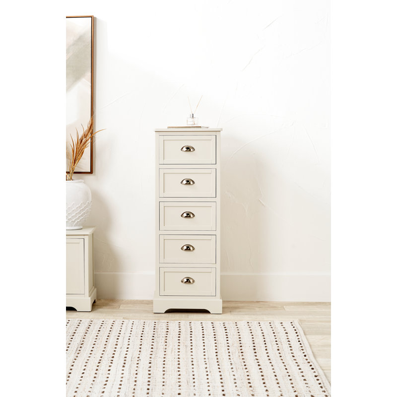 41cm W 5 - Drawer Chest of Drawers, Airy Linen/Silver