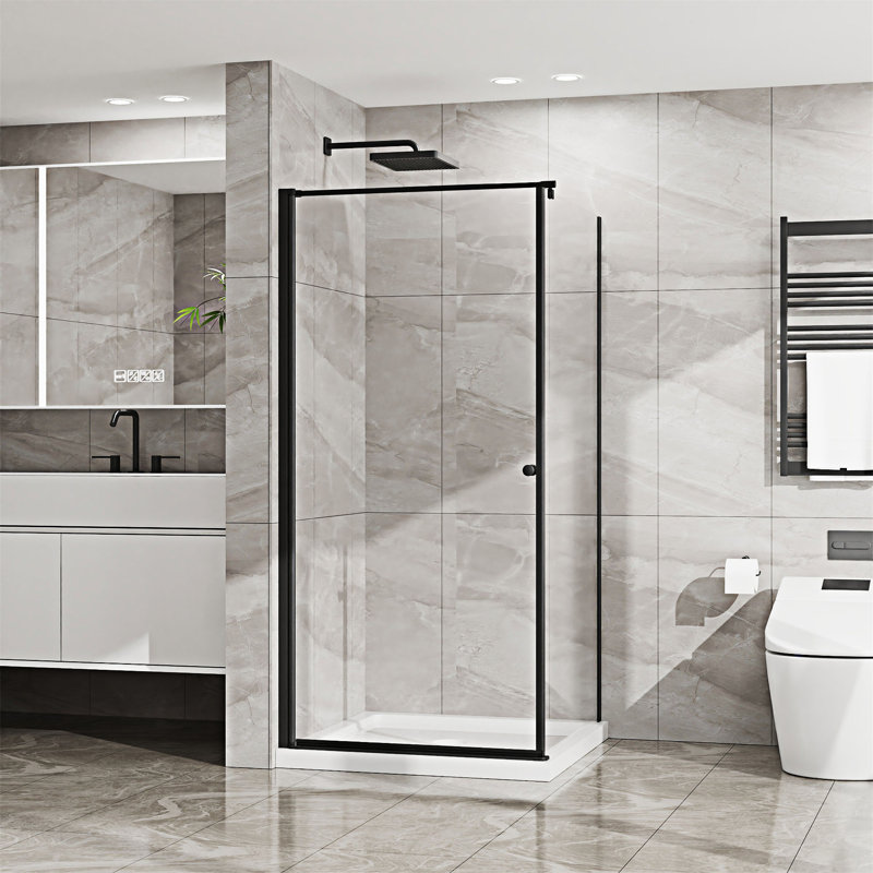 Porte de douche de coin sans cadre