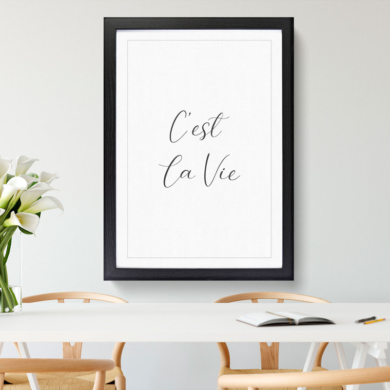 C'est La Vie Typography - Picture Frame Typography, 36cm H x 27cm W x 2cm D, Black Framed