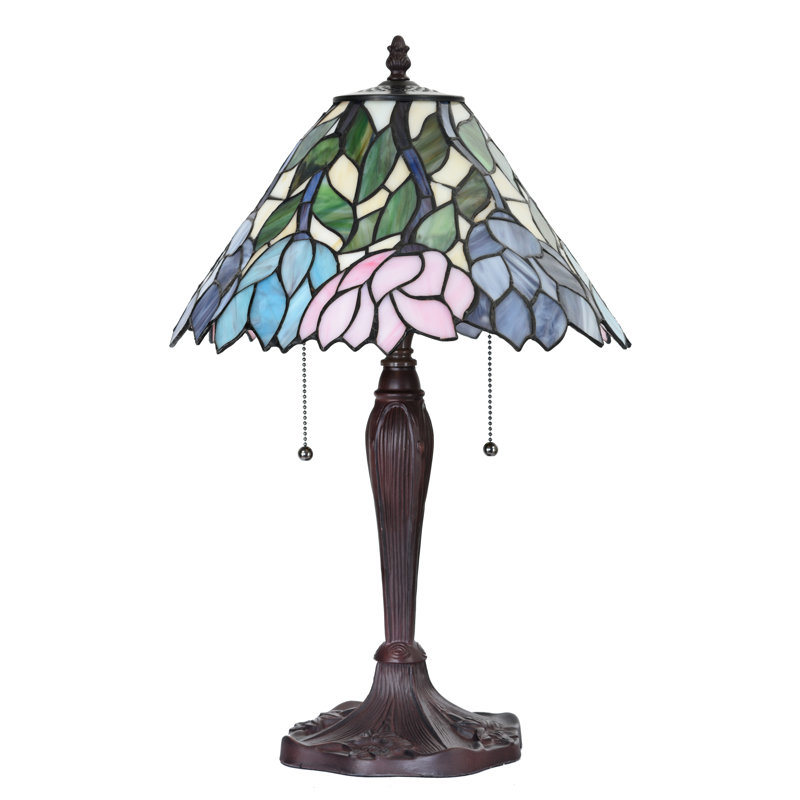 Multicolor Stained Glass and Bronze Tiffany Style Table Lamp