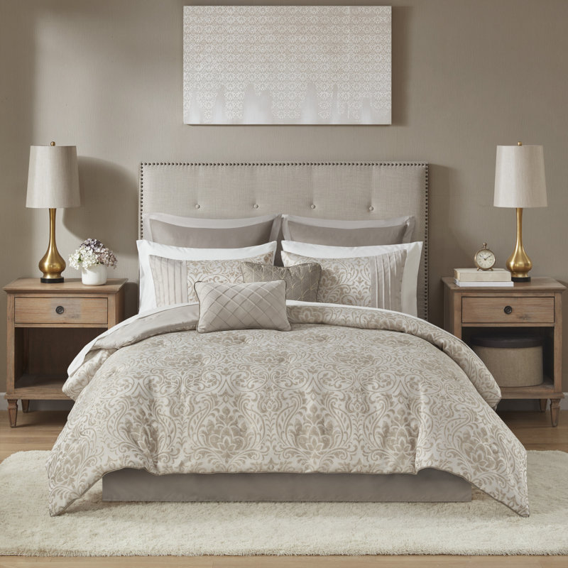 California King White Jacquard Microfiber Bed in a Bag Set