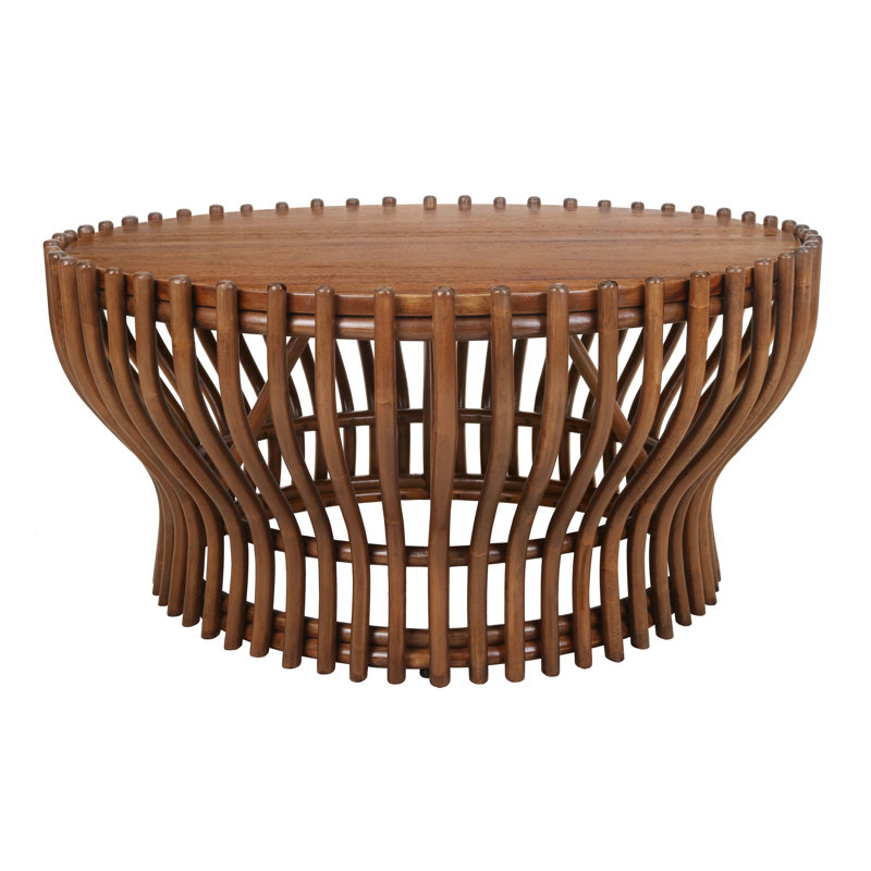 Sona Rattan Coffee Table W/ Wood Top, Cane Brown