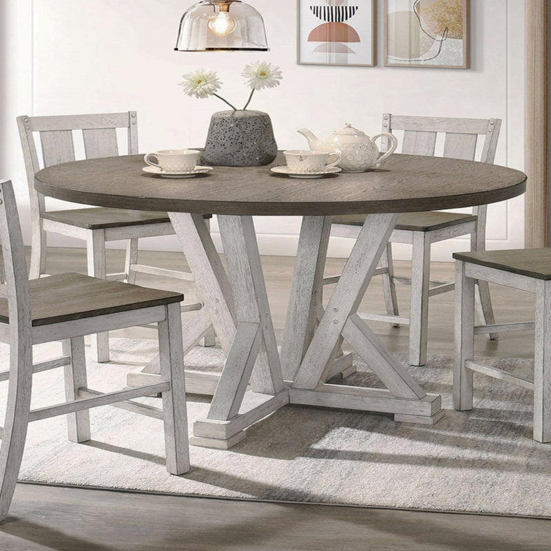 Antique Rustic Counter Height Dining Table Two-Tone Solid Wood