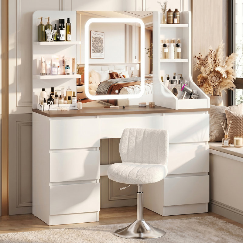 Dressing Table, White/Brown