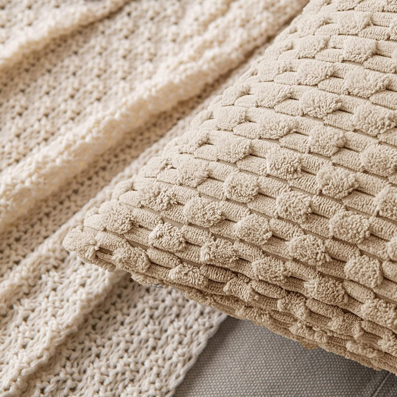 Housse de coussin Cozy 2 pièces, Beige, 24 po x 24 po