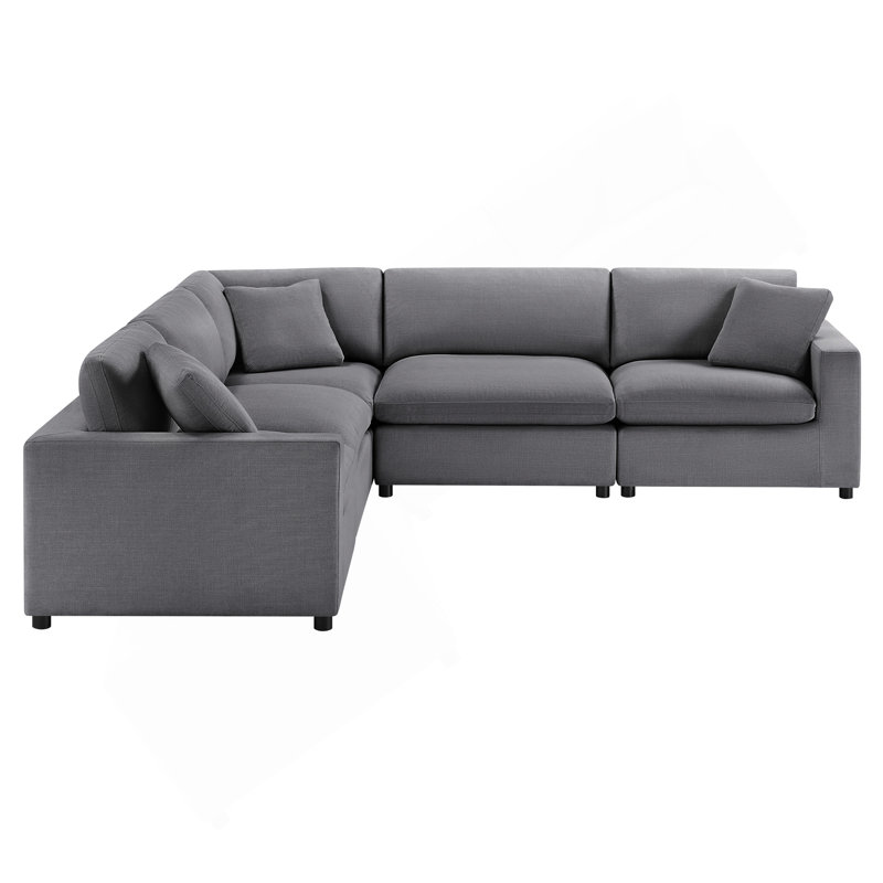 Cassandra Modular 5-Piece Sectional - Charcoal, Charcoal Gray