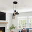 Modern 3-light Glass Pendant, Black Iron With Mixed-size Shades