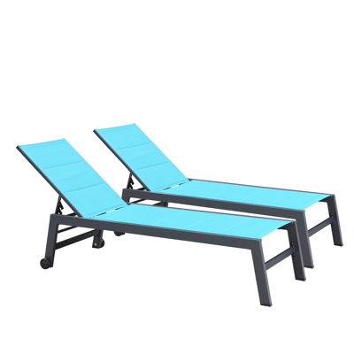 Outdoor Metal Chaise Lounge with Table