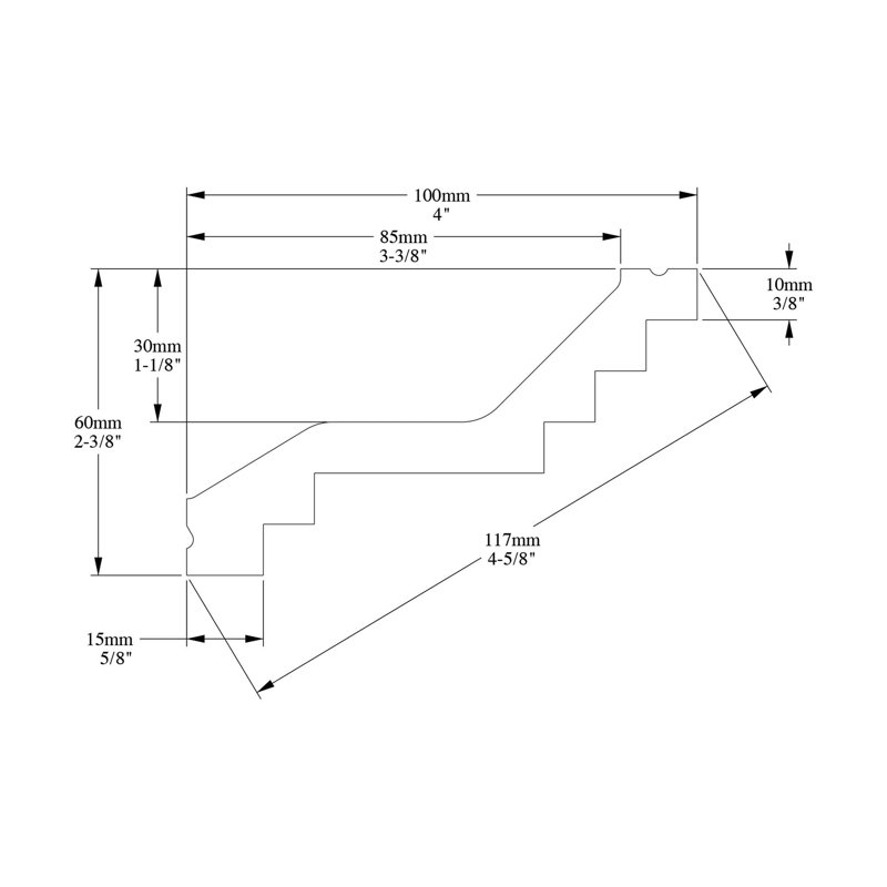 Couronne 2,38 po x l 2,38 po x P 78 3/4 po