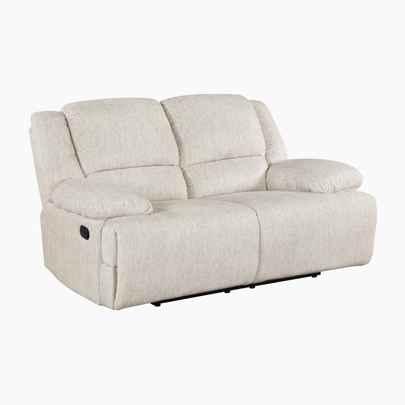 Rosser 69" Transitional Microfiber Manual Double Reclining Love Seat with Center Console & Space-Saving Wall-Hugger Design