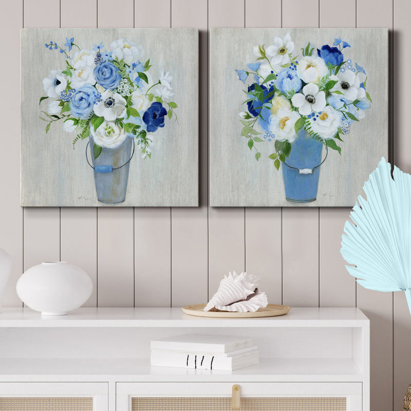 Provence Market Flowers I - ensemble de 2 reproductions d'art sur toiles tendues, H 10 po x l 10 po x P 1 po