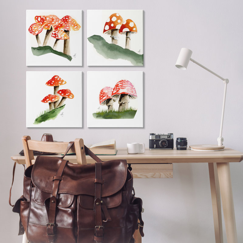 Ensemble de 4 reproductions d'art sur toile rouges par Alexandria Gilbert Kincaid