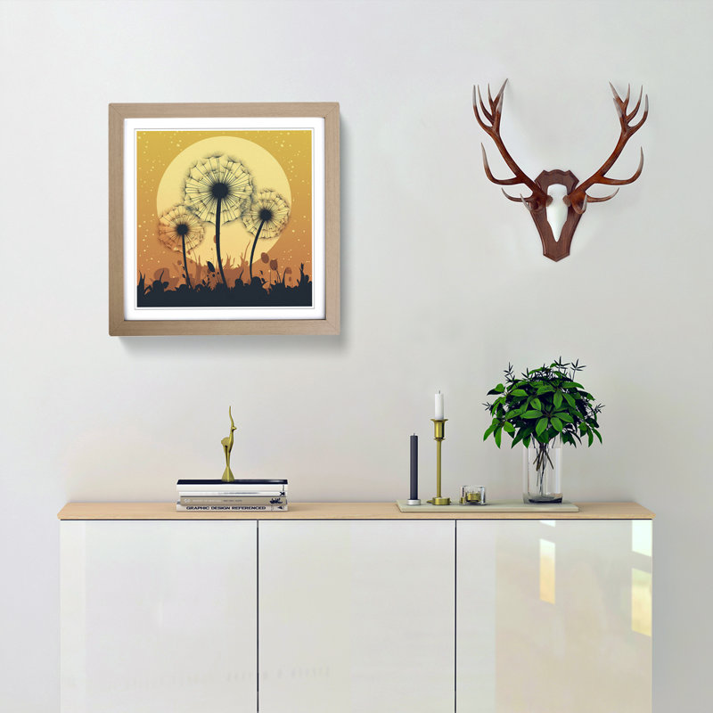 Dandelion Retro - Framed Print, Oak