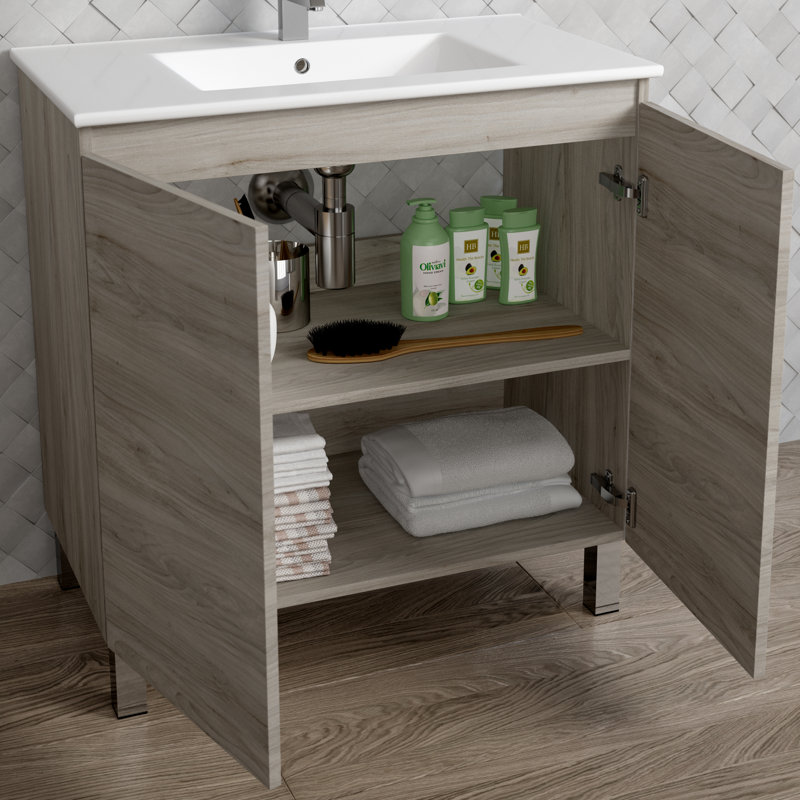 Ensemble de meuble-lavabo simple 31 po Jasso Sunset, Pin