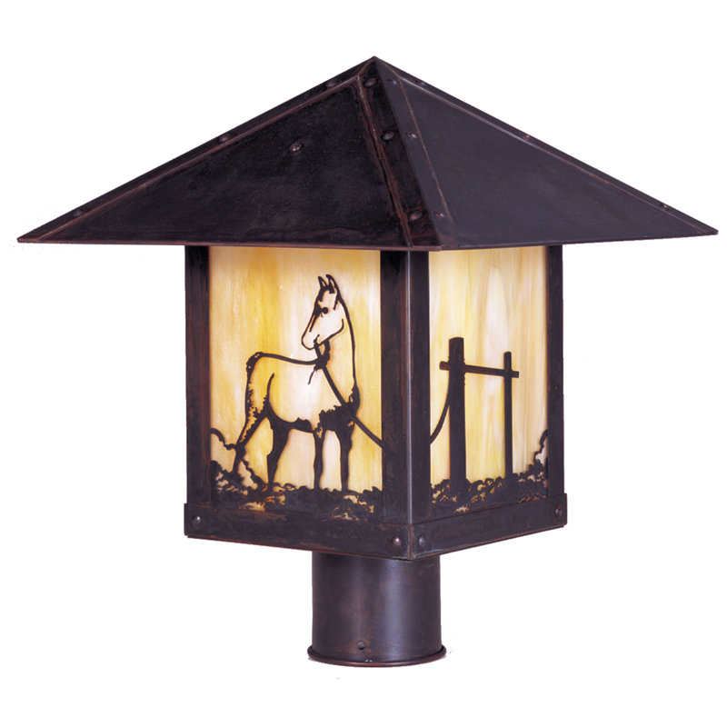 Hyler Lantern Head, 12" H x 12" W / Horse Filigree, Bronze, Gold White Iridescent