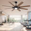 72" 8 Blade Ceiling Fan With Remote Control And Led Light