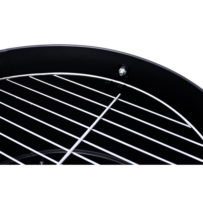 Black Steel Outdoor Cooker With Stable Latch Locking System And Ample Cooking Capacity Charcoal Device Built-In Thermometer For Meals