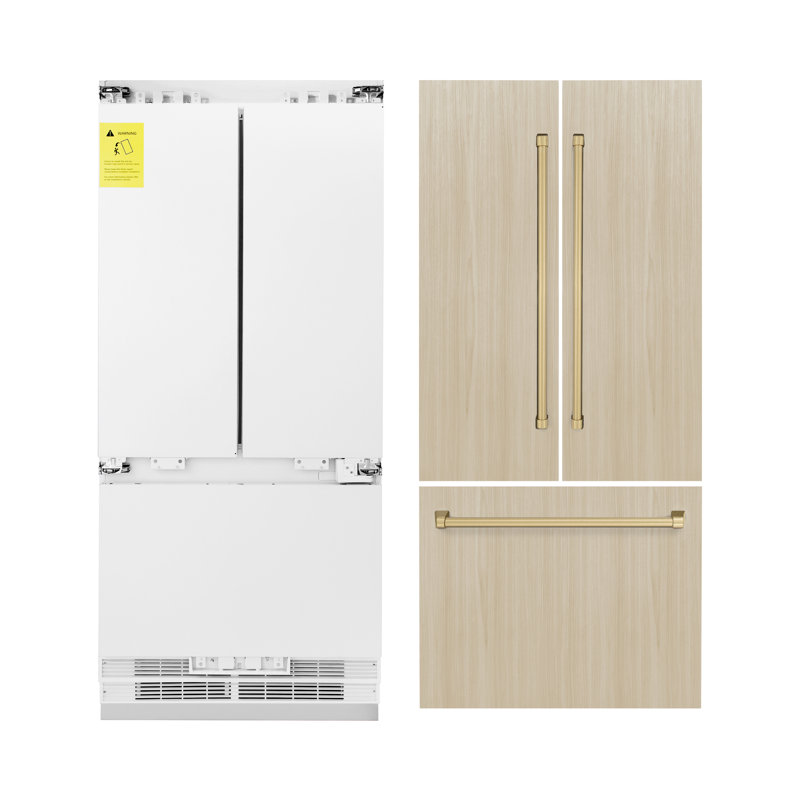 ZLINE 36" Built-In 3-Door French Door Refrigerator with Internal Water and Ice Dispenser, Bronze