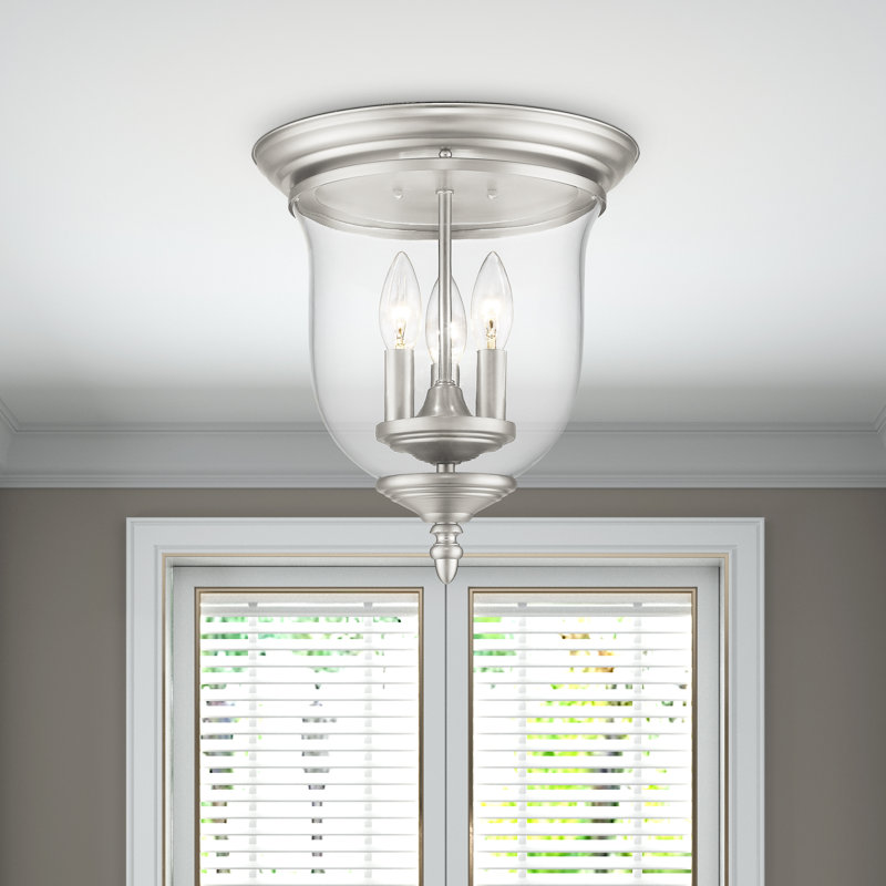 Plafonnier encastré 3 lumières 11,5 po Aaven, Nickel brossé