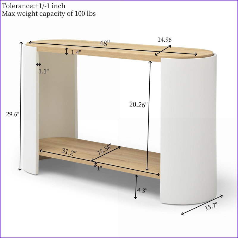 Table basse à 2 niveaux en similicuir pour salon, construction stable et amp; Assemblage facile, blanc naturel