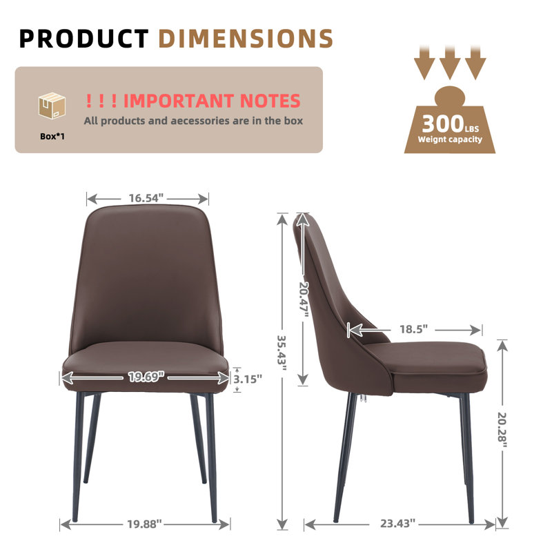 Faux Leather Upholstered Dining Chair With Steel Legs, Brown, 1