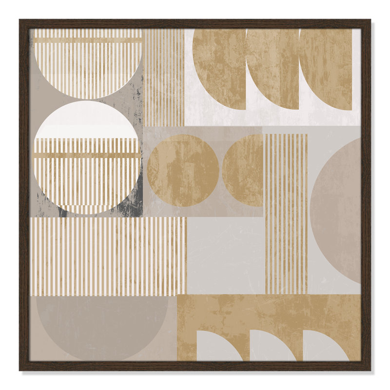 Golden Balance I Print par , L 27,5 po x H 27,5 po, Framed Print, Grain de bois noyer
