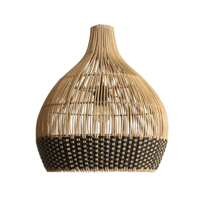 The Rattan Lampshade Collection 43cm H Bamboo Rattan Empire Pendant Shade ( Screw On ) in Brown