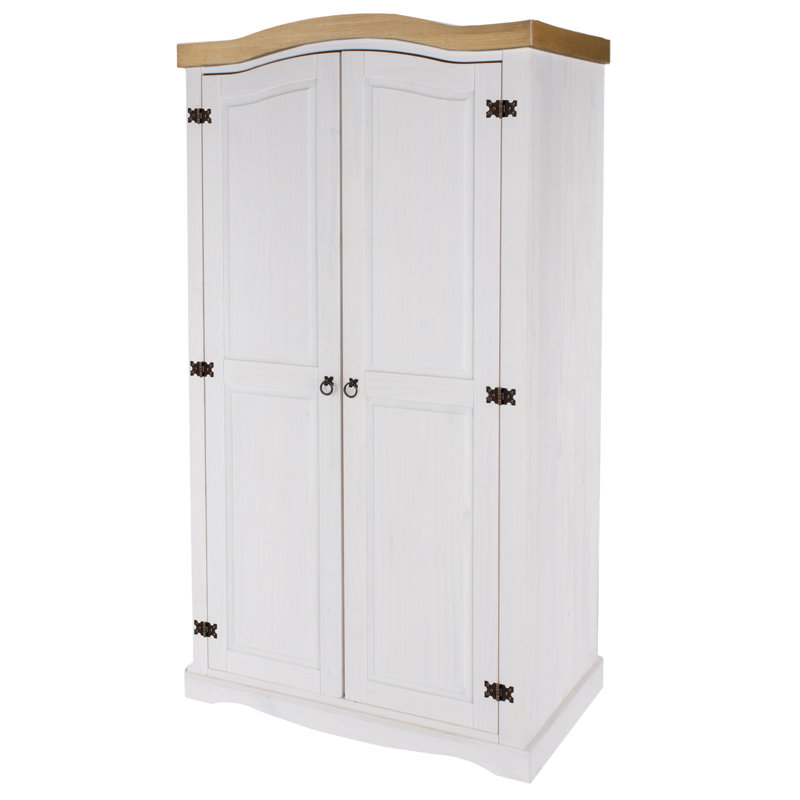 Choe 2 Door Wardrobe, White and Antique Wax, Corona Design