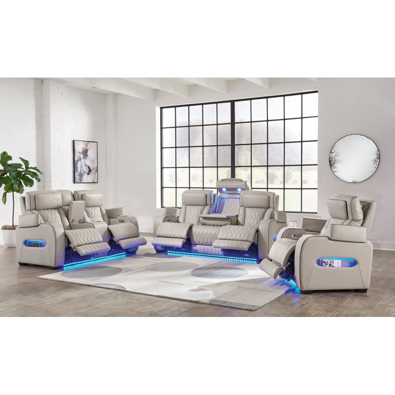Ensemble de salon en cuir véritable 3 pièces Zero
