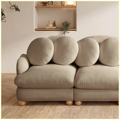 Loveseat Sofa Chenille Upholstered Deep Seat Solid Wood Frame Couch, Camel for Living Room, Bedroom, Apartment