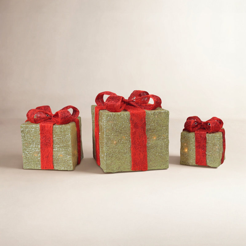 Coffret de Noël illuminé, Rouge / doré